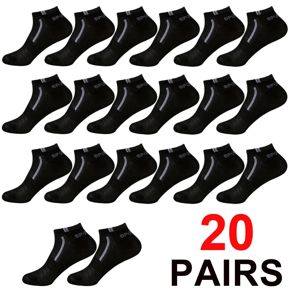 Men's Mesh Ankle Socks – 30-Pack Breathable Color-Block Sport Socks