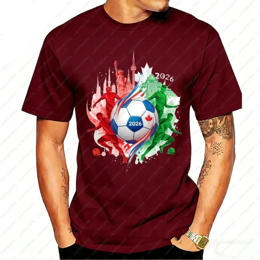 2026 North America Soccer Graphic T-Shirt – Cotton Fan Tee for Men & Women