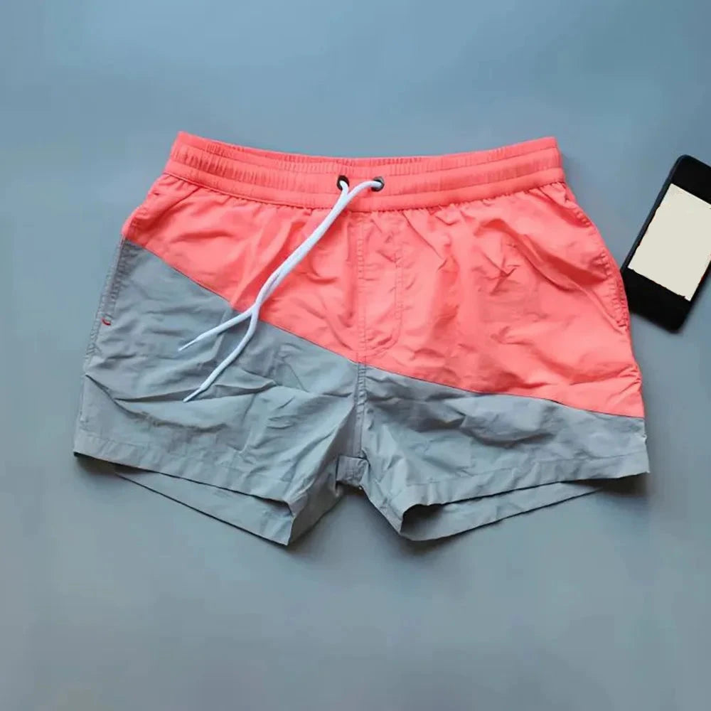 Men's Contrast Color Swim Trunks | Waterproof Quick-Dry Beach Shorts