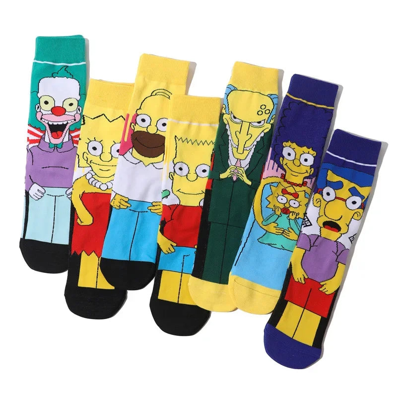 The Simpsons Funny Novelty Socks – Unisex Skateboard Crew Socks