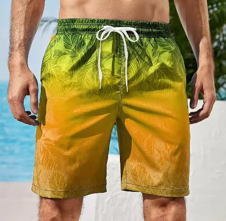 Men's Striped Board Shorts – Lightweight Swim Trunks for Beach