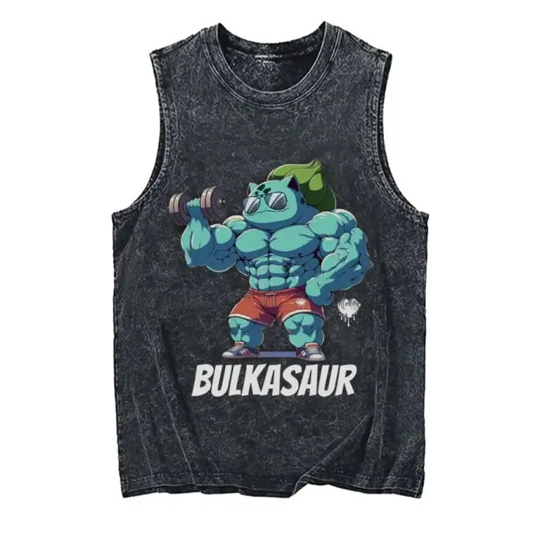 Men's Pokémon Oversized Vintage Washed Tank Top – Y2K Sleeveless Gym Shirt