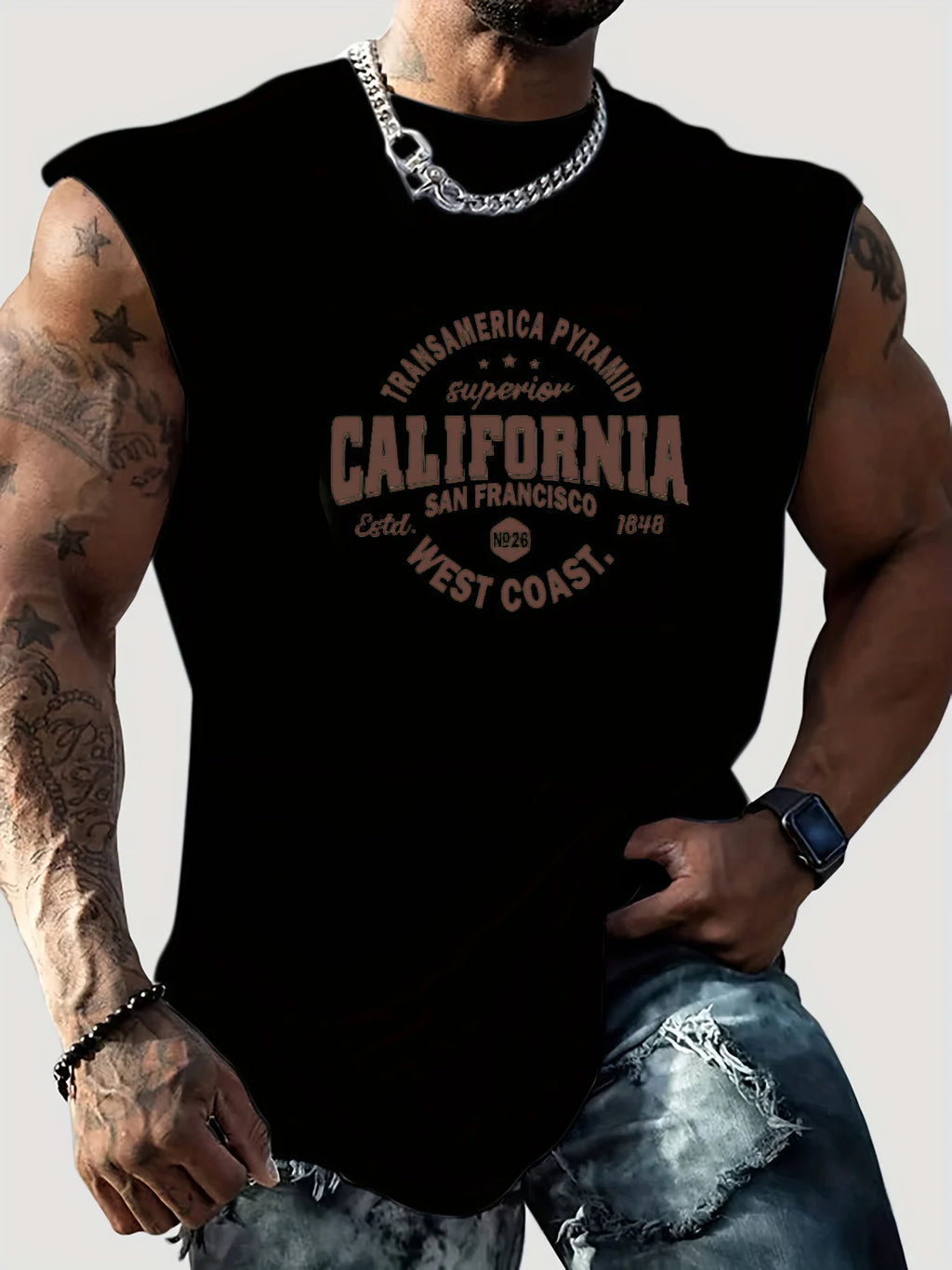 Men's California West Coast Sleeveless Tank Top – Breathable Loose Fit Gym & Beach Vest