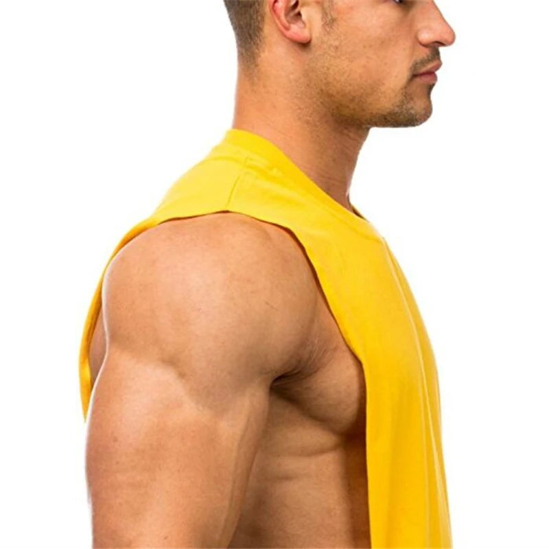 Men's Cut-Off Tank Top – Dropped Armhole Sleeveless Gym Vest