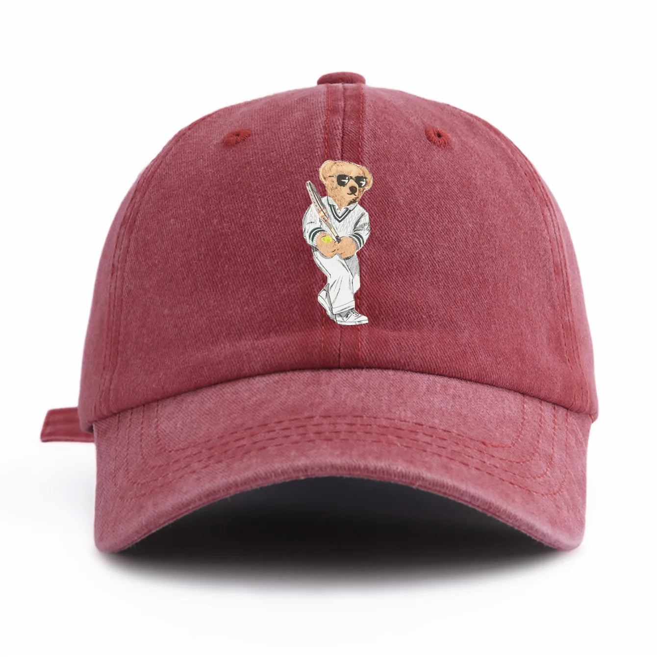 Bear Print Washed Baseball Cap