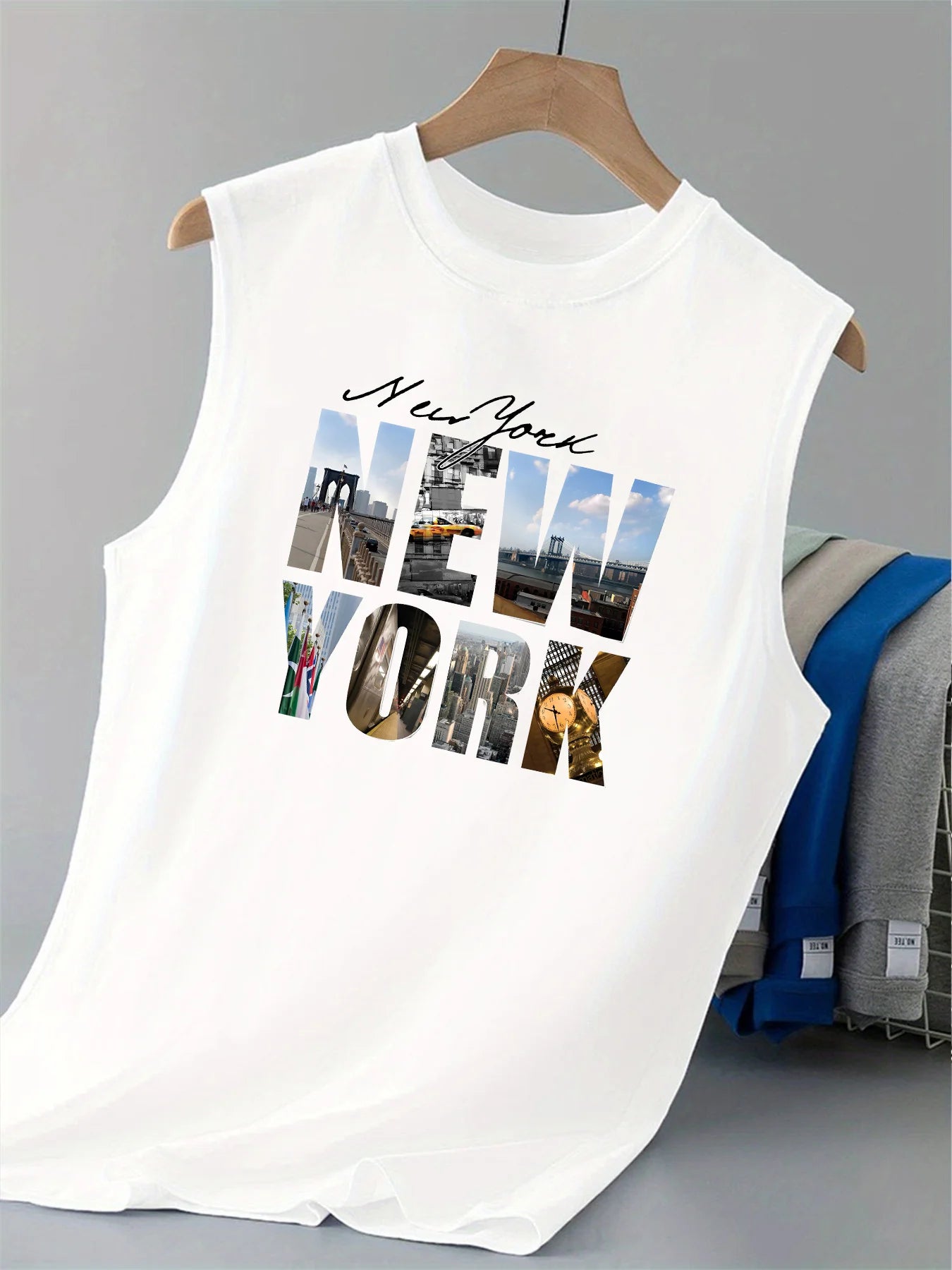 Men's New York Print Tank Top – Casual Sleeveless Vest for Summer