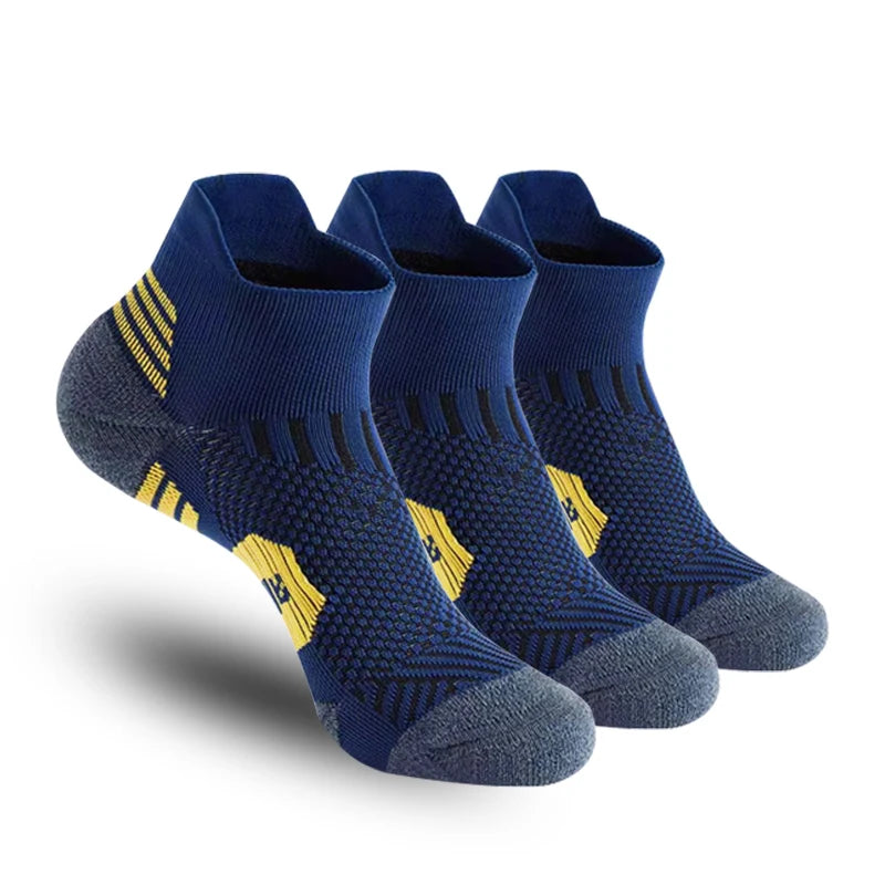 Men's Running Socks 3-Pack – Ankle Compression Socks with Cushioned Sole