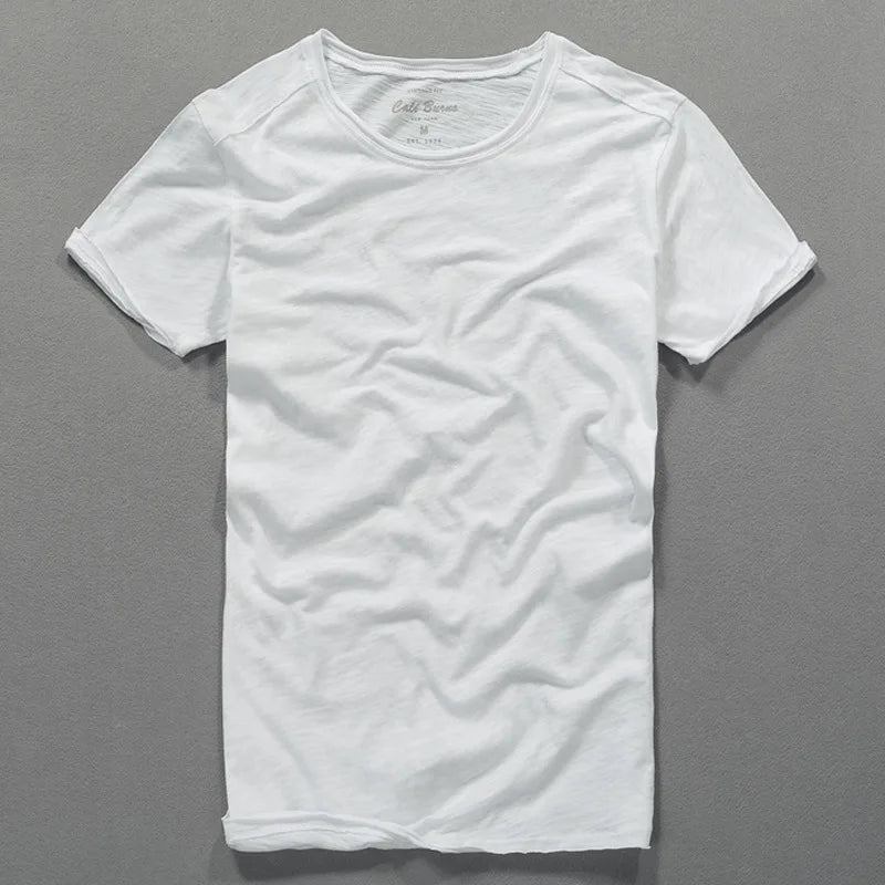 Men's Slub Cotton T-Shirt | Breathable Casual Tee | Summer Harajuku Style