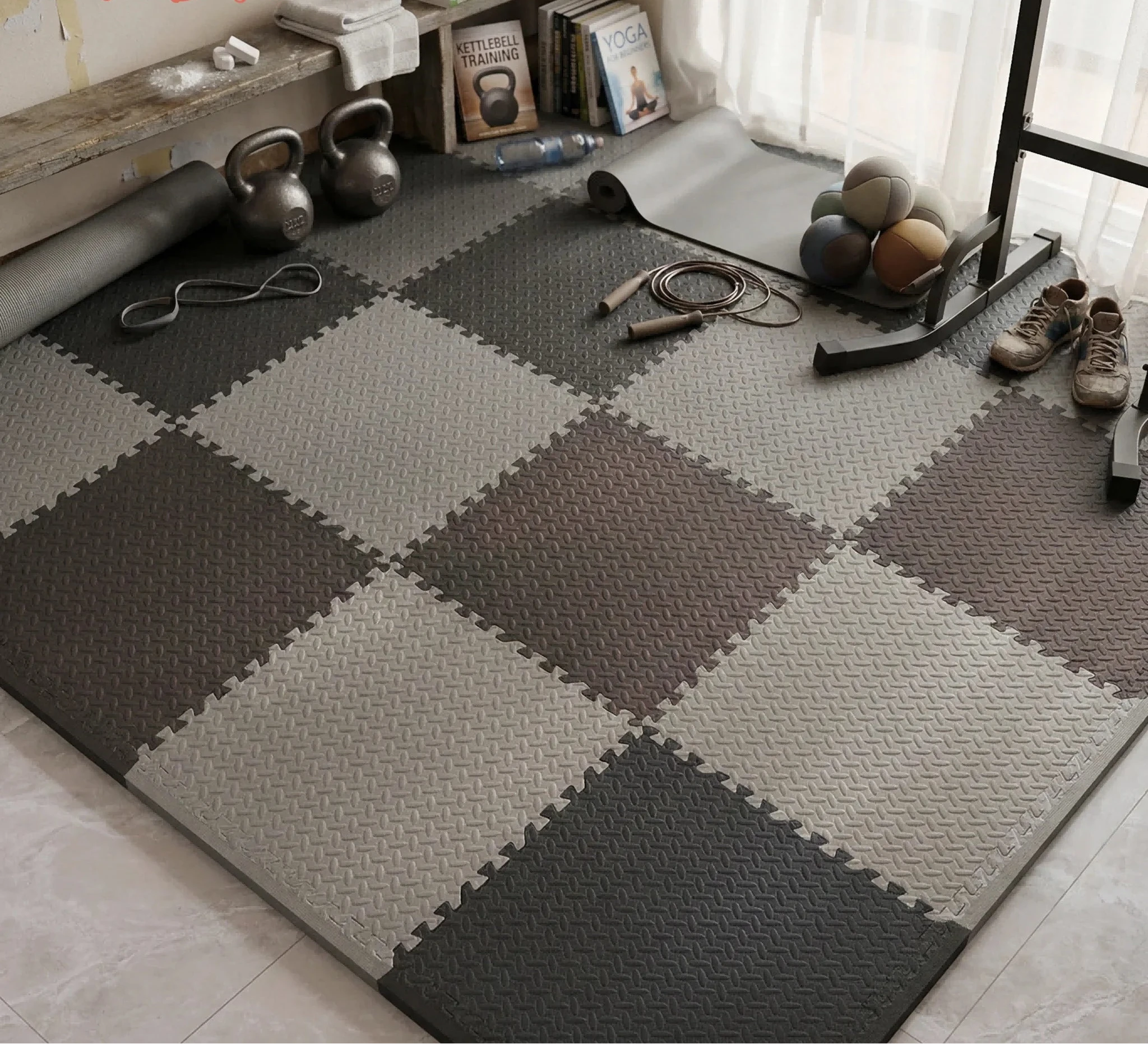 Interlocking Gym Floor Mat | Anti-Slip Rubber Exercise Tiles for Home Workout
