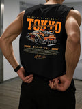 Men's Racing Print Tank Top | Breathable Loose Fit Sleeveless Gym Tee
