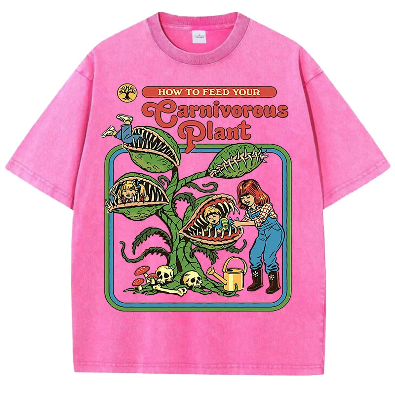Men's Carnivorous Plant Graphic T-Shirt – Soft Cotton Casual Crewneck Short Sleeve