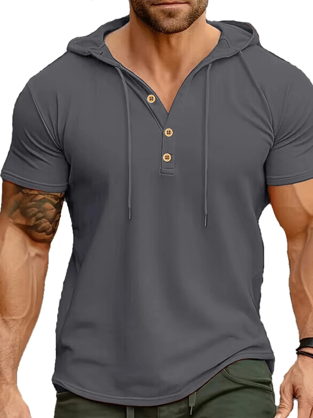 Men's Hooded Short-Sleeve Sports T-Shirt – Slim Fit Lightweight Gym Top