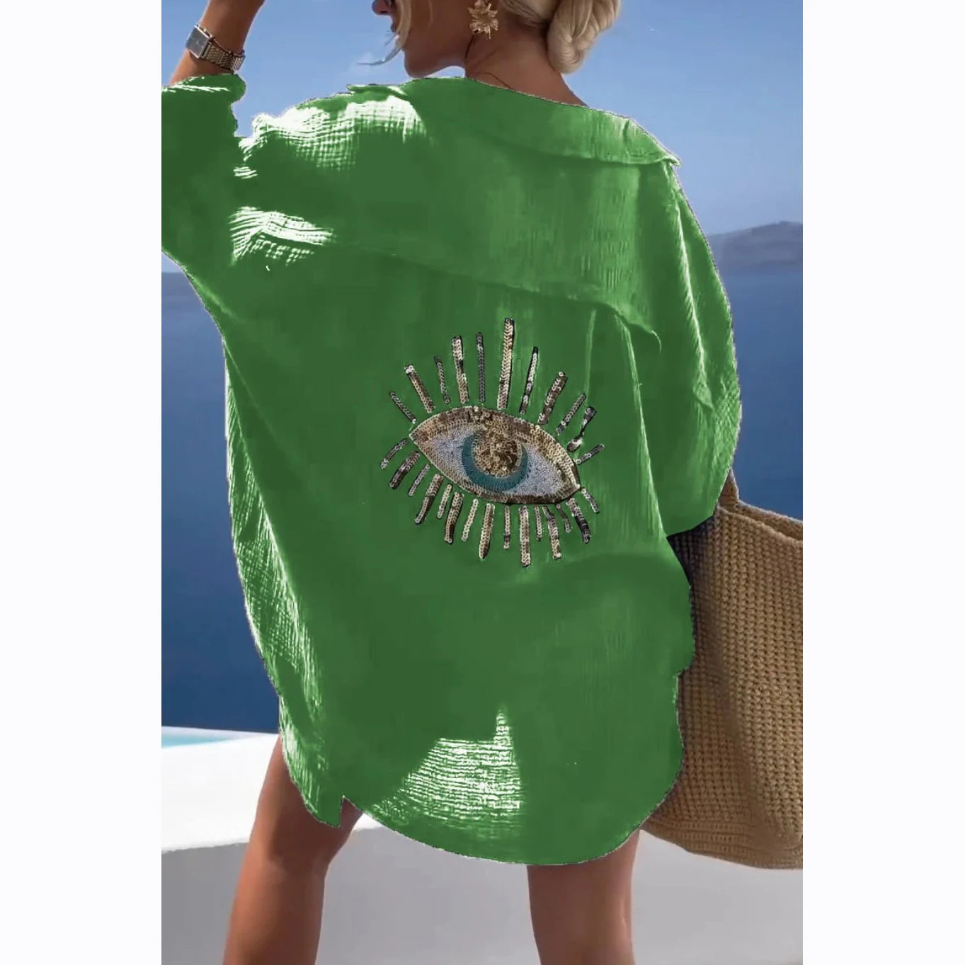 Women's White Bohemian Beach Cover-Up – Kaftan Sarong Swimsuit Tunic