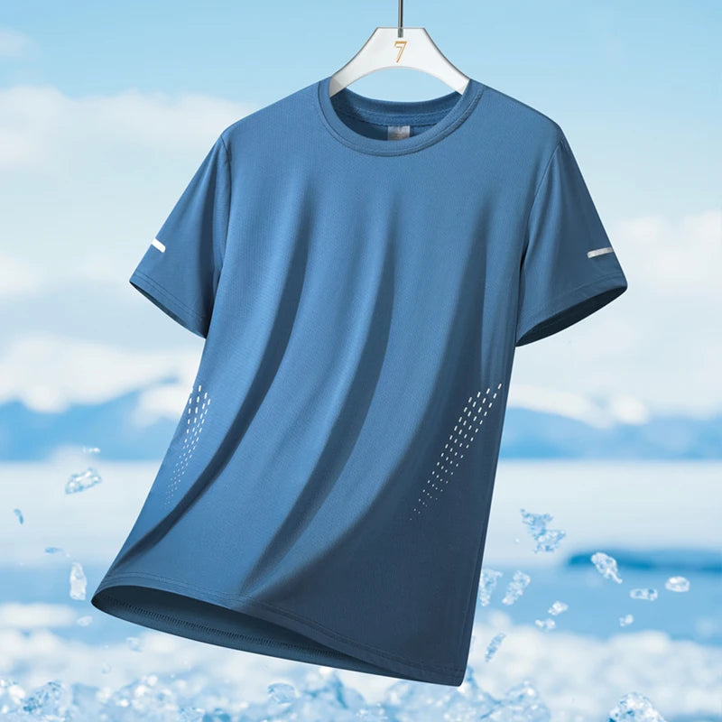 Men's Ice Silk Running T-Shirt – Quick-Dry Breathable Sports Tee (M–5XL)