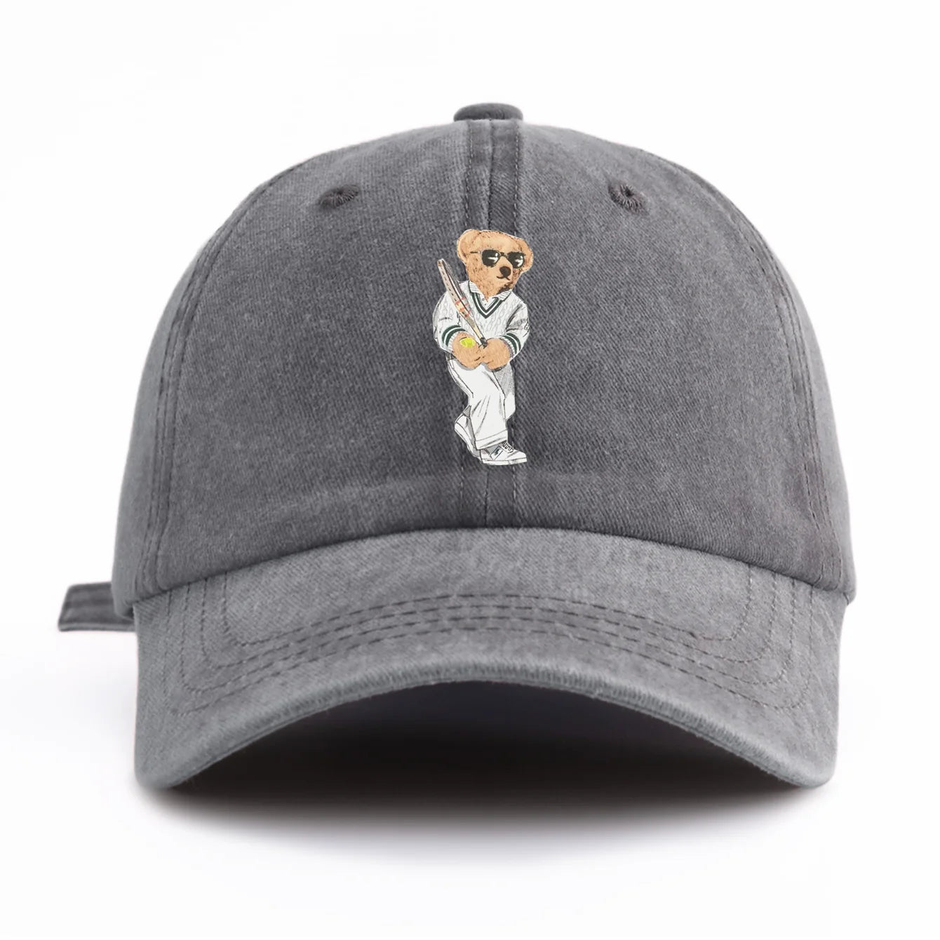 Bear Print Washed Baseball Cap