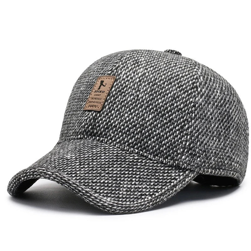 Men's Baseball Cap with Earmuffs – Windproof Warm Adjustable Winter Hat
