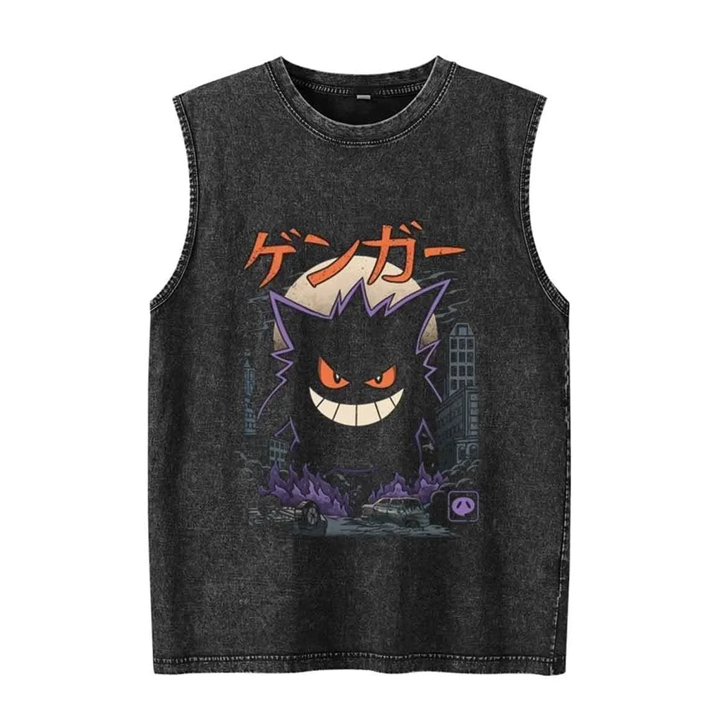 Pokémon Anime Graphic Tank Top | Vintage Wash Oversized Sleeveless Vest