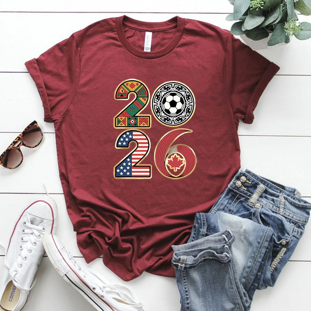Women's FIFA World Cup 2026 T-Shirt – Game Day Fan Tee | USA, Canada & Mexico
