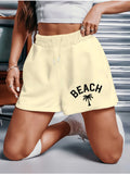 Palm Tree & Beach Print Cotton Shorts – Loose Fit Casual Summer Shorts