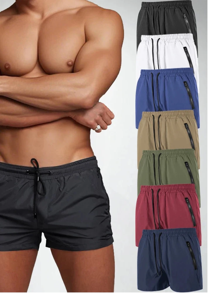 Men's Quick-Dry Running Shorts – Mesh Lining, Zipper Pocket & Drawstring for Gym & Outdoor Fitness