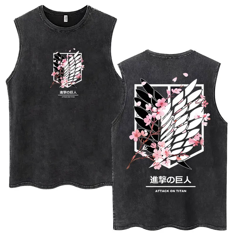 Attack on Titan Anime Tank Top – Mikasa & Eren Jaeger Sleeveless Tee (S–XXL)