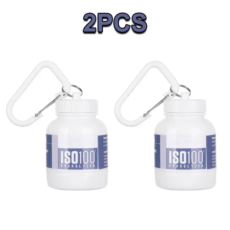 Mini Leakproof Protein Powder Container with Keychain – 100ml Gym Supplement Storage (1, 2, 5, 10 & 20 Pack)