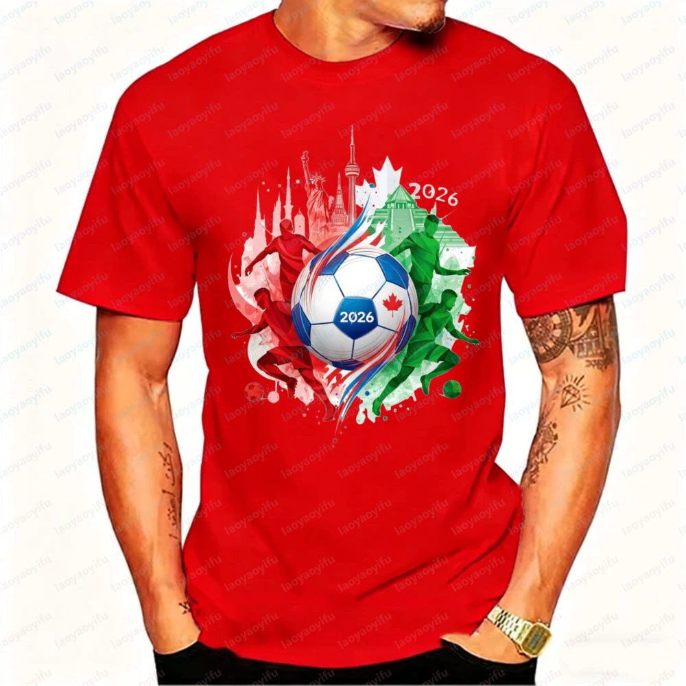 2026 North America Soccer Graphic T-Shirt – Cotton Fan Tee for Men & Women