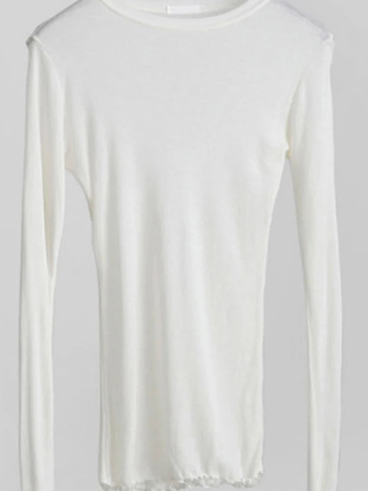 Women's Long Sleeve Sheer Basic T-Shirt | Stretchy Layering Top