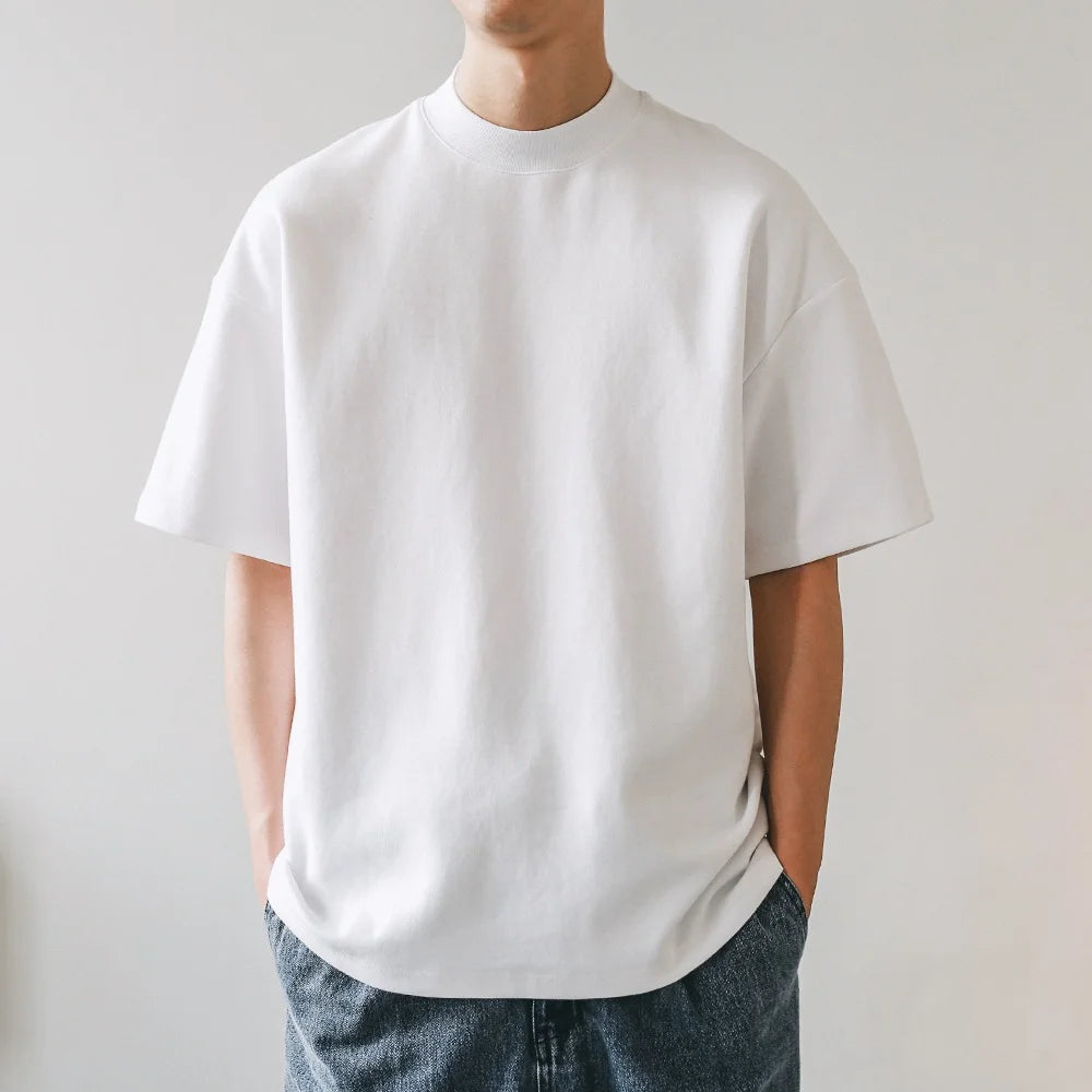 Men's Heavyweight Cotton T-Shirt – 350GSM, Relaxed Fit, Solid Colors