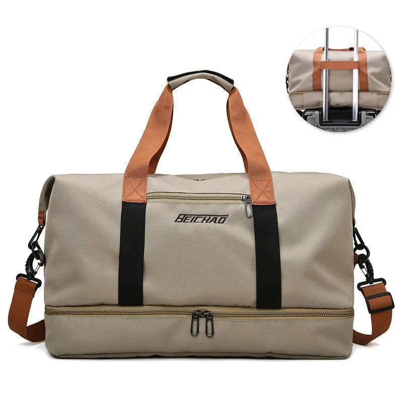 Women's Waterproof Gym & Travel Duffle Bag – Shoe Pocket, Wet/Dry Separation & Trolley Sleeve