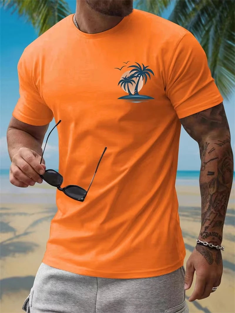 Men's Coconut Tree Graphic T-Shirt – Casual Summer Beach Tee