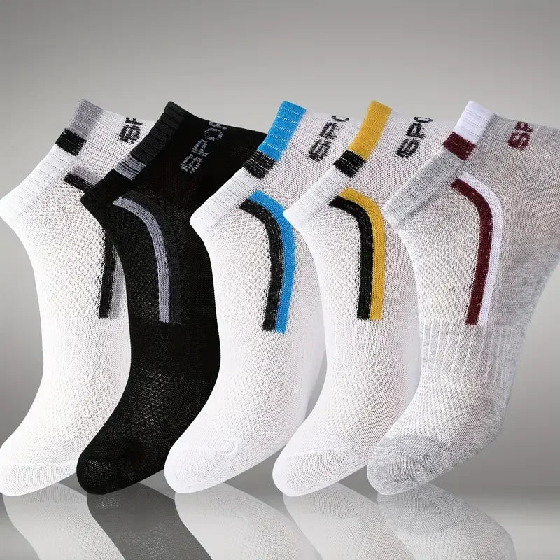 Men's Mesh Ankle Socks – 30-Pack Breathable Color-Block Sport Socks