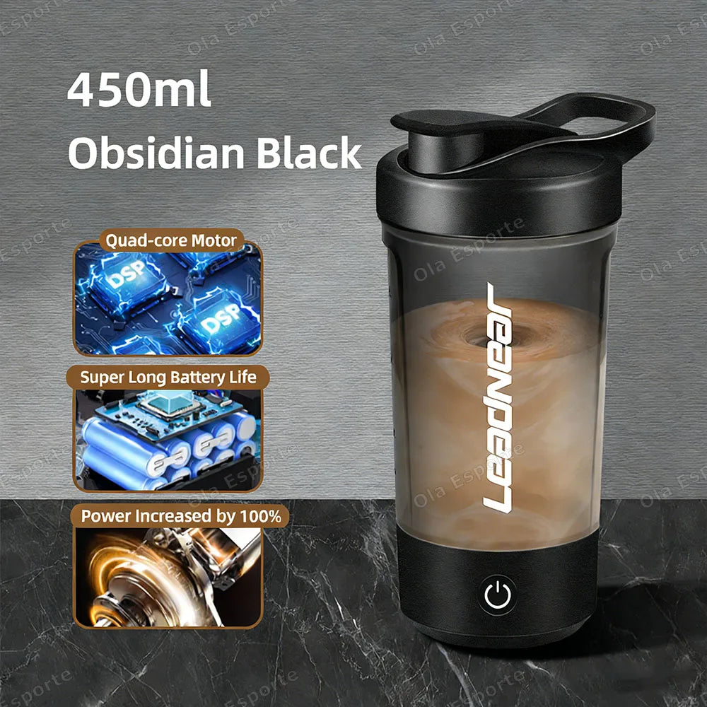 Electric Self-Stirring Shaker Bottle – USB Rechargeable Protein & Milkshake Mixing Cup (400–500ml)