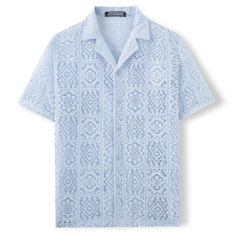 Men's See-Through Mesh Shirt – Breathable Casual Top for Beach & Nightlife