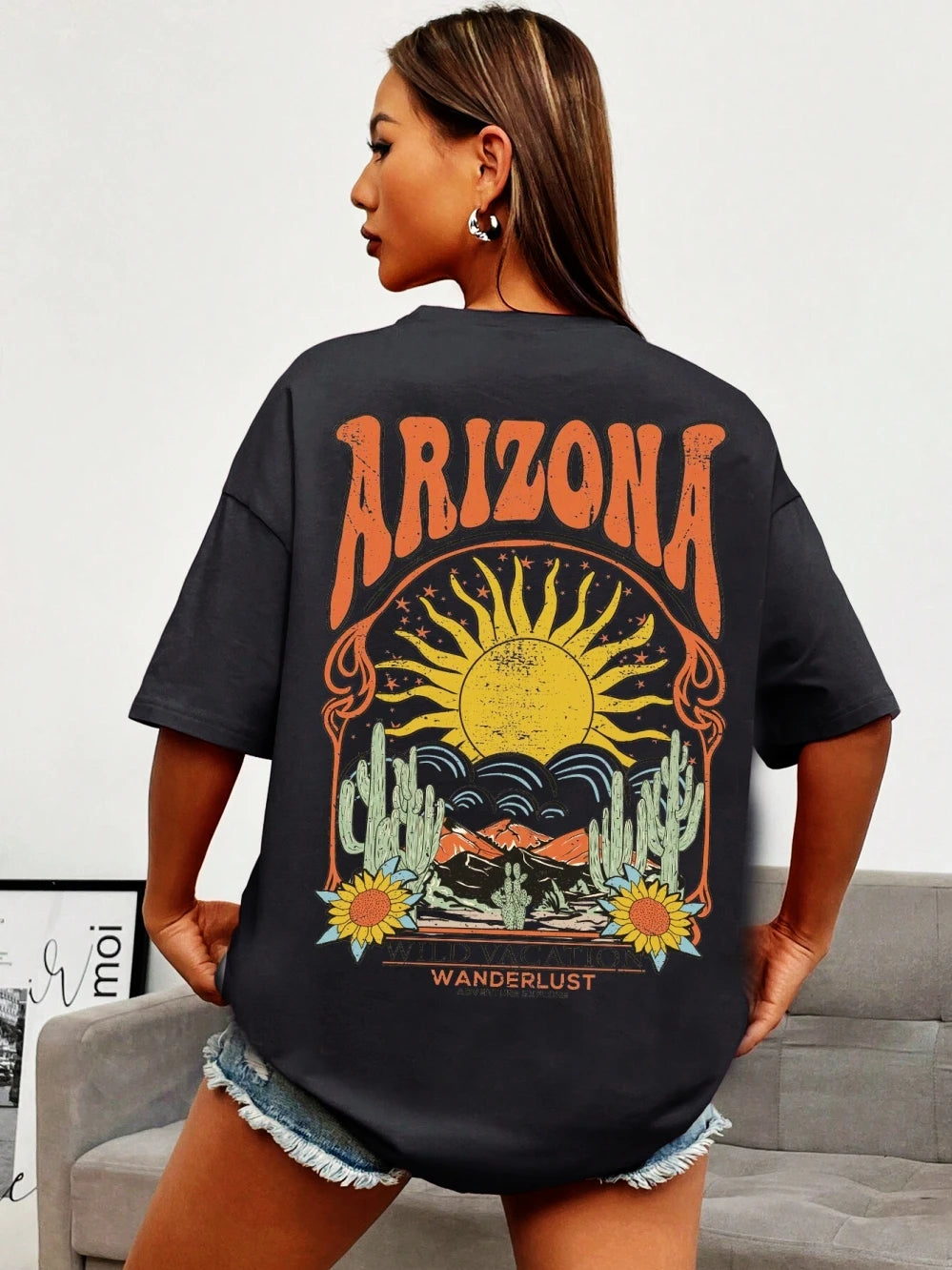 Women's Arizona Scenery Graphic T-Shirt – Harajuku Streetwear, 100% Cotton