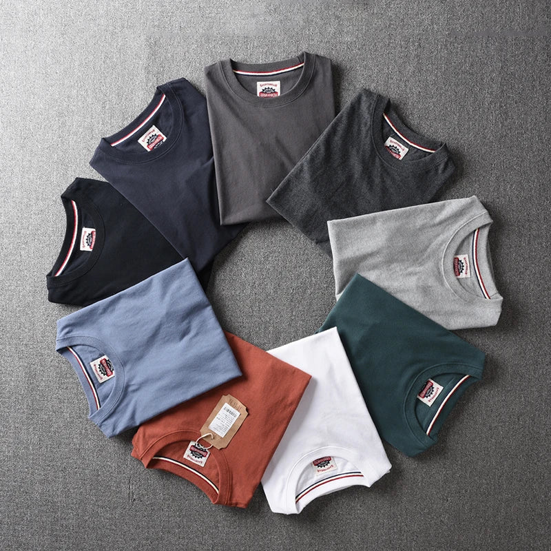 Men's Washed Cotton T-Shirt – American Retro Style, Breathable & Casual