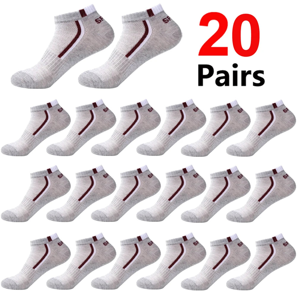Men's Mesh Ankle Socks – 30-Pack Breathable Color-Block Sport Socks