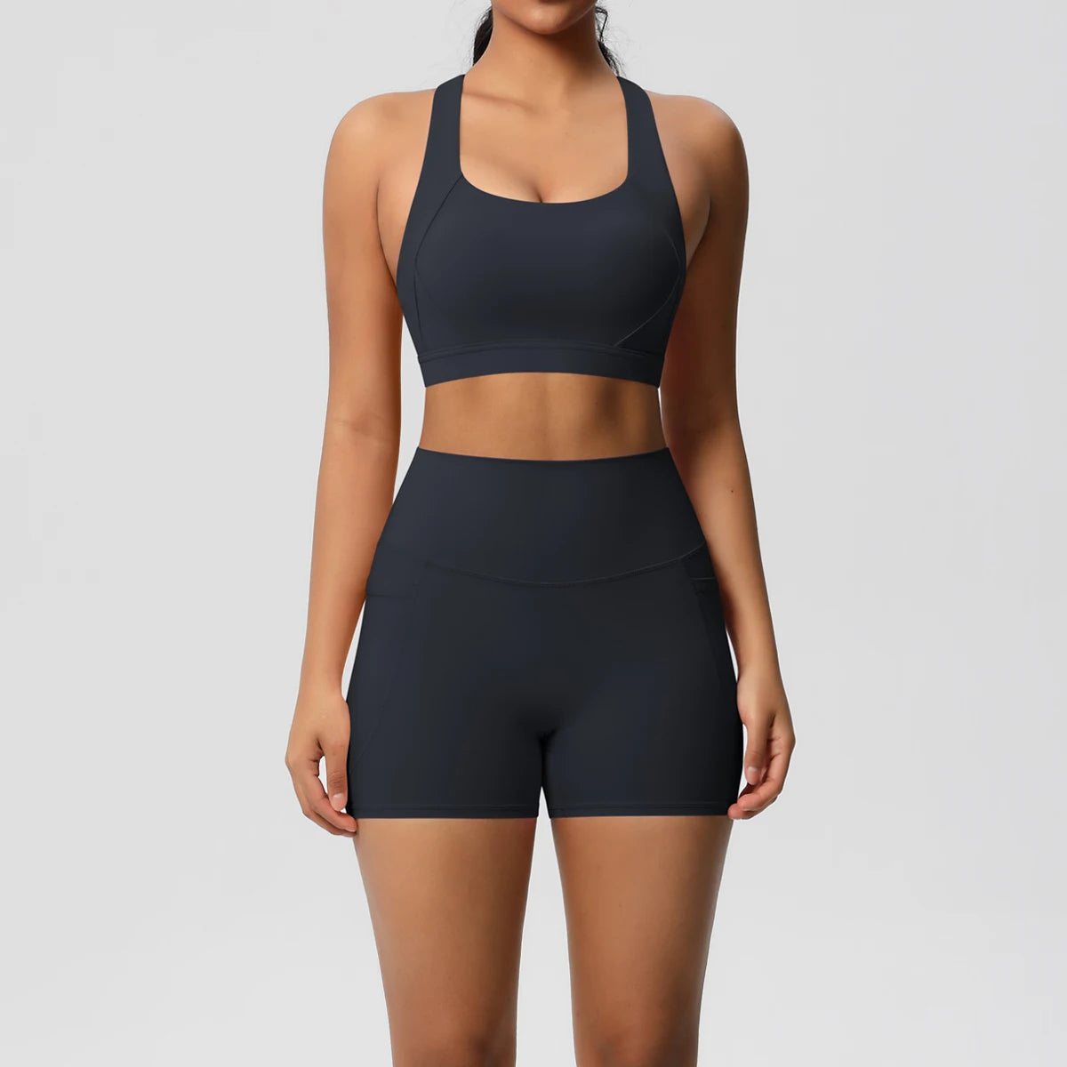 Women's 2-Piece Yoga Set with Pockets | Crossover Bra + High-Stretch Leggings