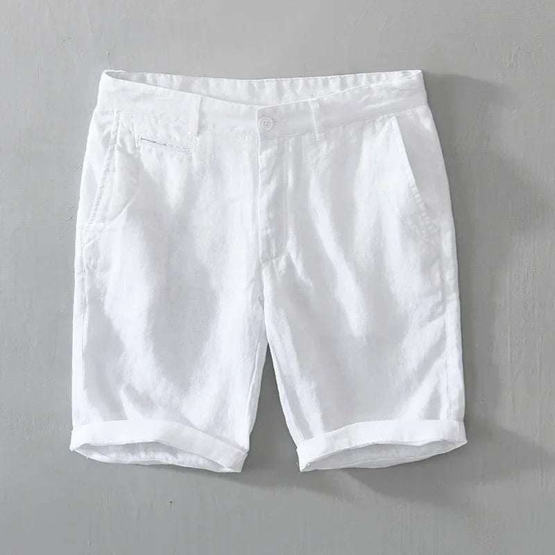 Men's Linen Beach Shorts | Smart Casual Knee-Length Shorts