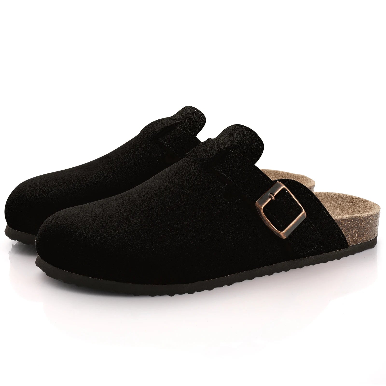 Women's Suede Mule Sandals with Cork Insole & Arch Support