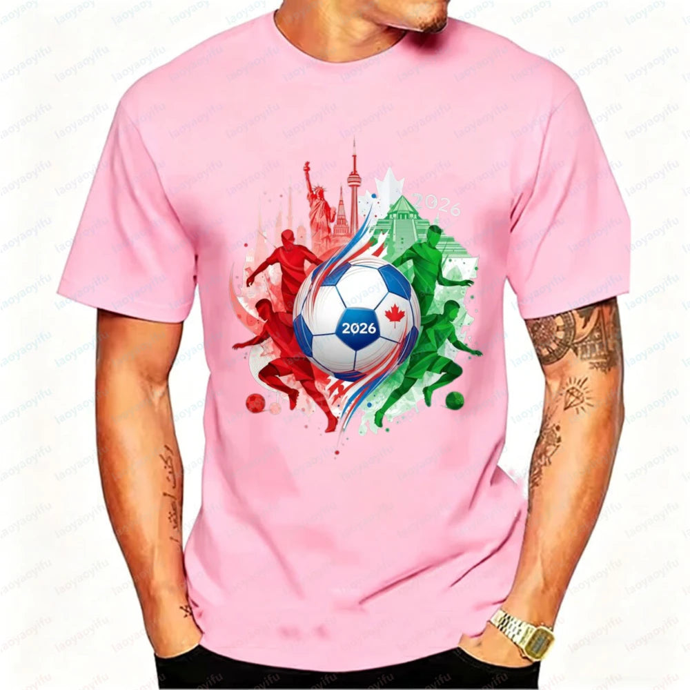2026 North America Soccer Graphic T-Shirt – Cotton Fan Tee for Men & Women