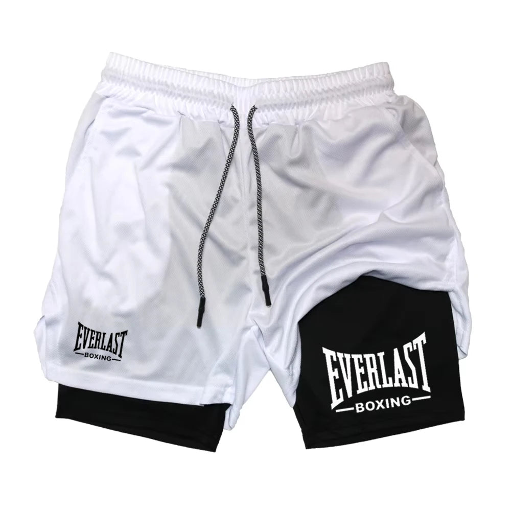Men's Printed Compression Gym Shorts – Double-Layer Quick-Dry Training Shorts