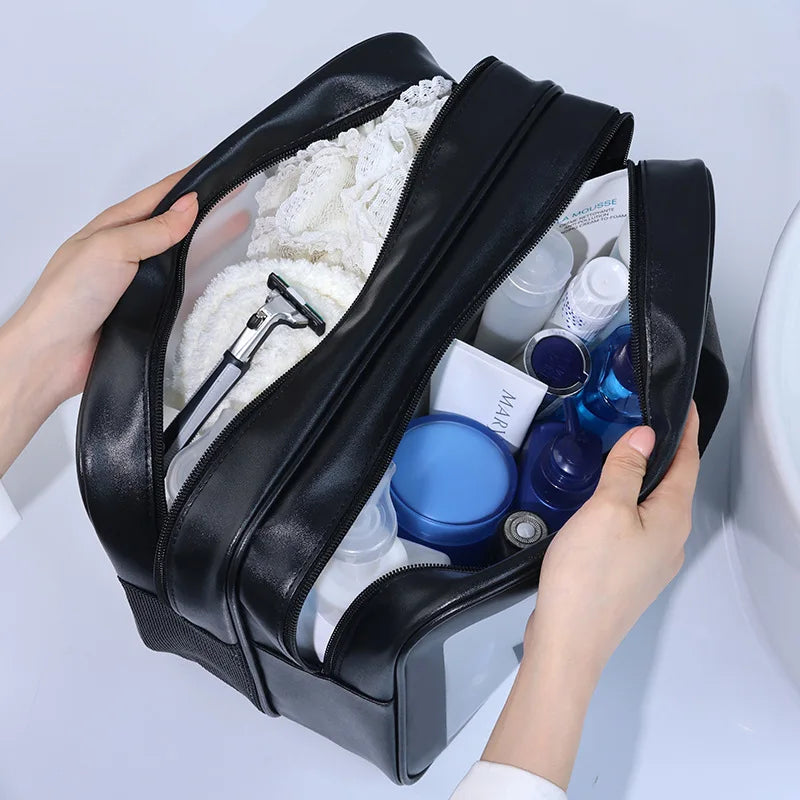 Dry-Wet Separation Cosmetic Bag – Transparent PU Travel & Gym Organizer