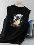 Men's Coconut Tree Print Tank Top – Loose Fit Breathable Sleeveless Shirt for Beach, Gym & Summer (S-XXL)