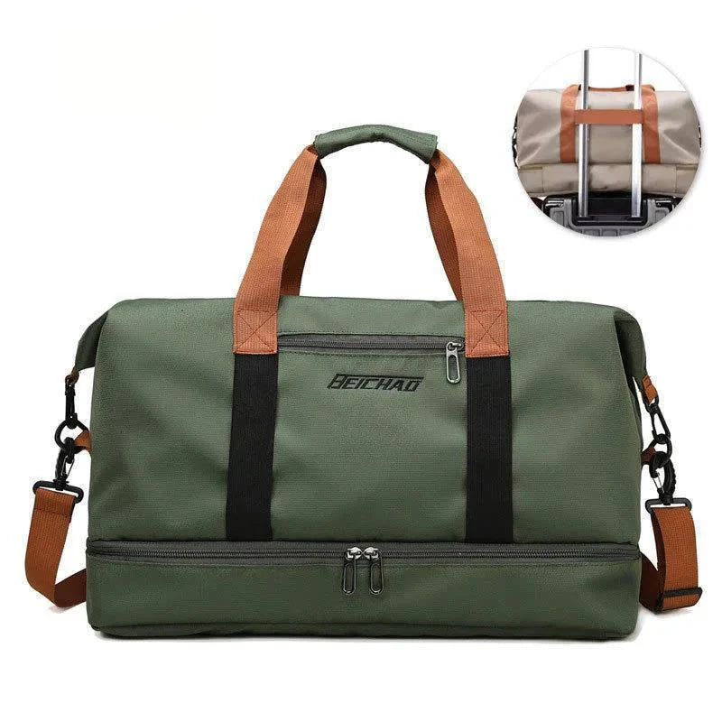 Women's Waterproof Gym & Travel Duffle Bag – Shoe Pocket, Wet/Dry Separation & Trolley Sleeve