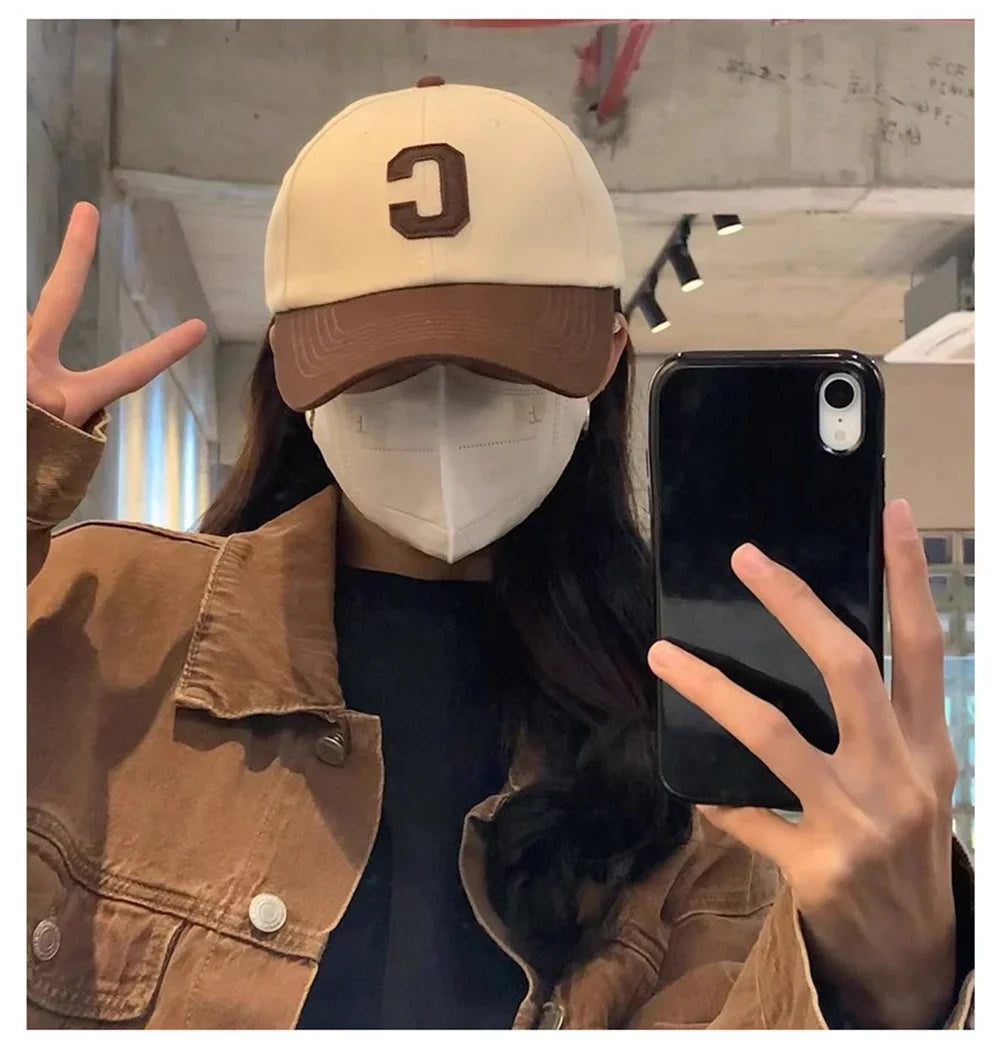 Letter C Patch Baseball Cap – Color Block Sun Visor for Men & Women