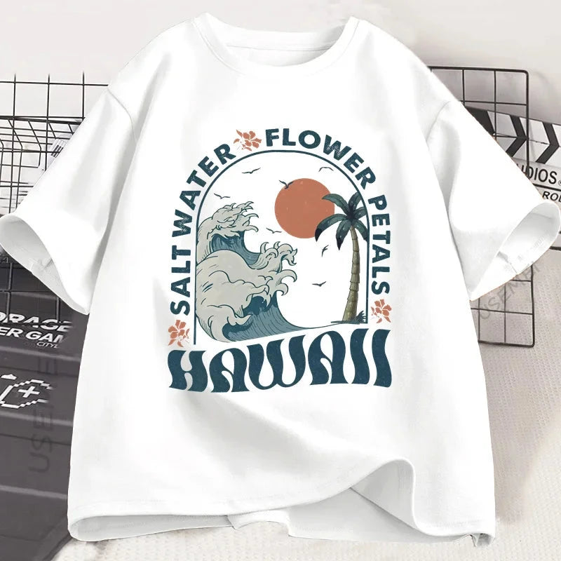 Hawaii Beach Graphic T-Shirt – Cotton Short Sleeve Tee for Men & Women | Summer Vacation Vibes