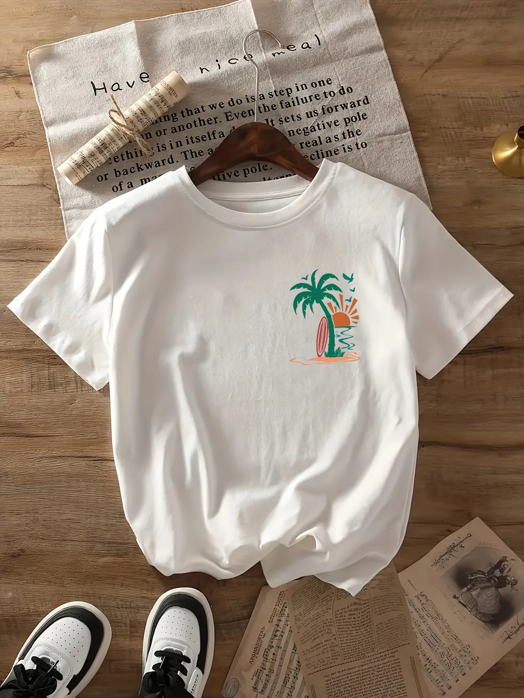 Women's "Find Me Under The Palms" Tropical Print T-Shirt | Beach Vacation Harajuku Tee | Aesthetic Summer Top