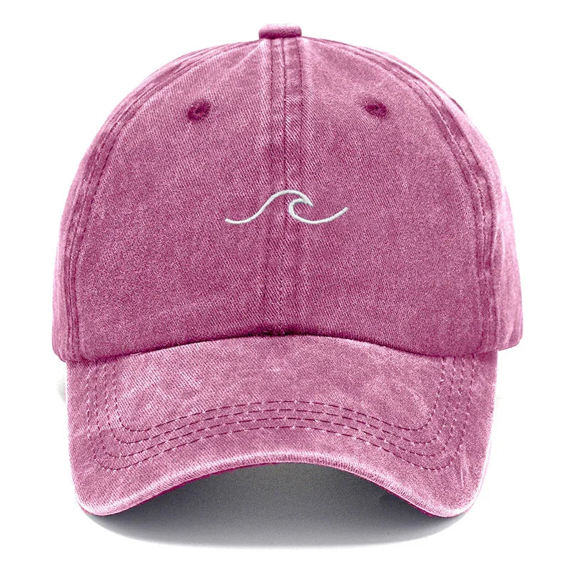 Washed Cotton Dad Cap — Wave Letter Embroidery