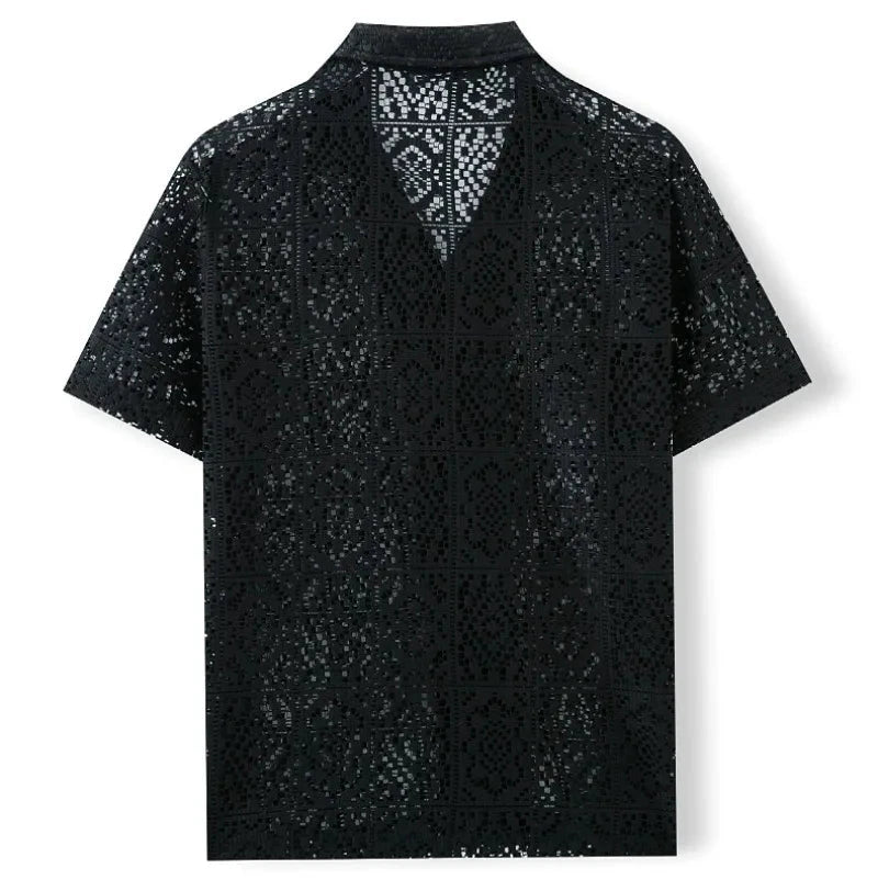Men's See-Through Mesh Shirt – Breathable Casual Top for Beach & Nightlife